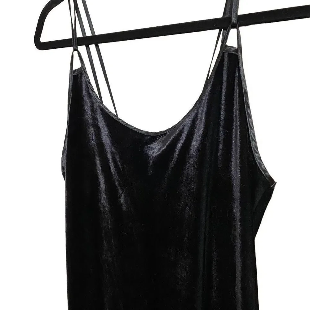 Vintage Angelique Velour Black Slip Dress - Picture 2 of 5
